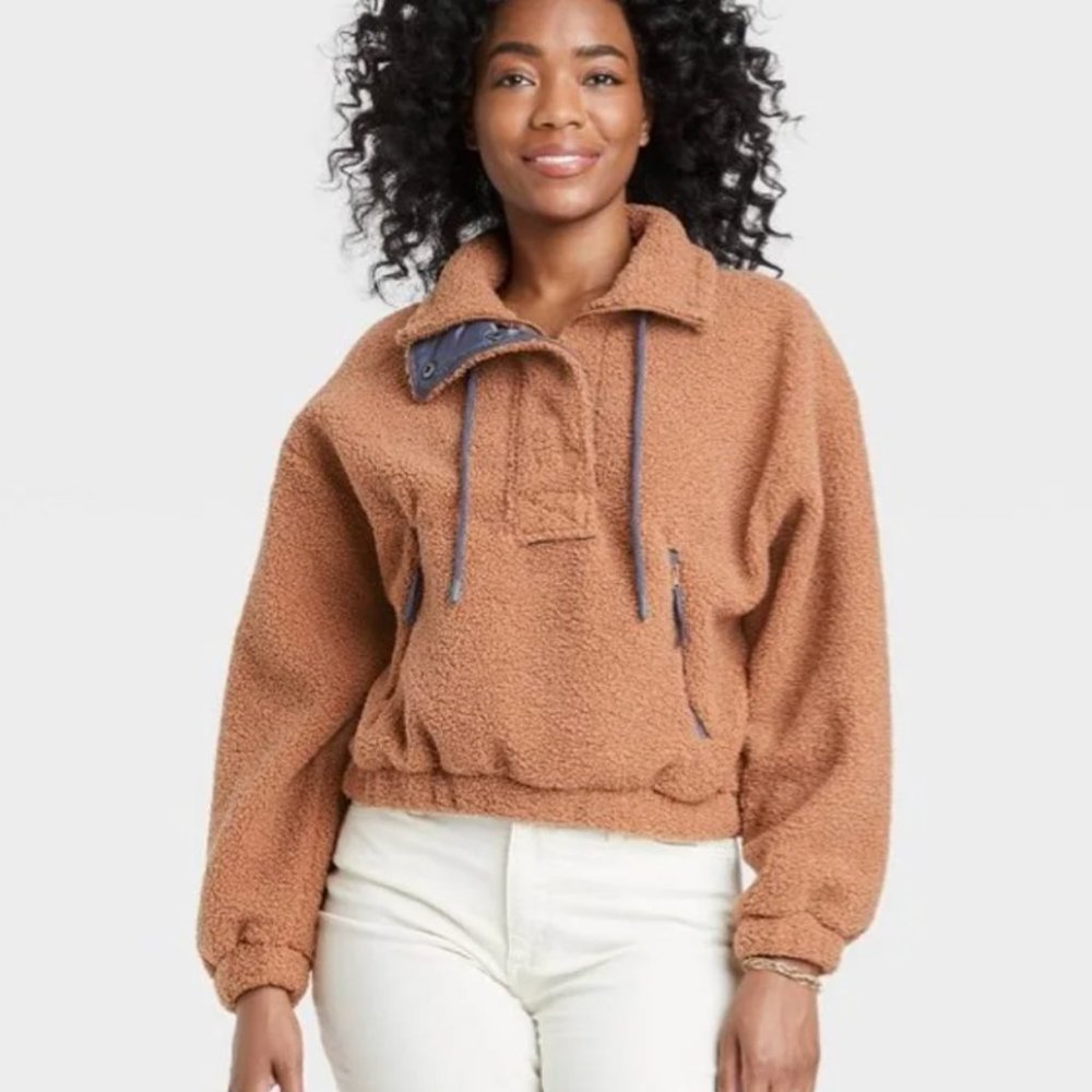 Universal Thread Sherpa Cropped Pullover | Size: XL | Color: Light Brown